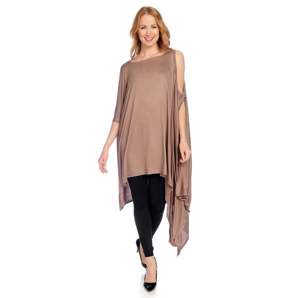 Light Sage Green Convertible Tunic Top with Cold Shoulder - Picture 5 of 8